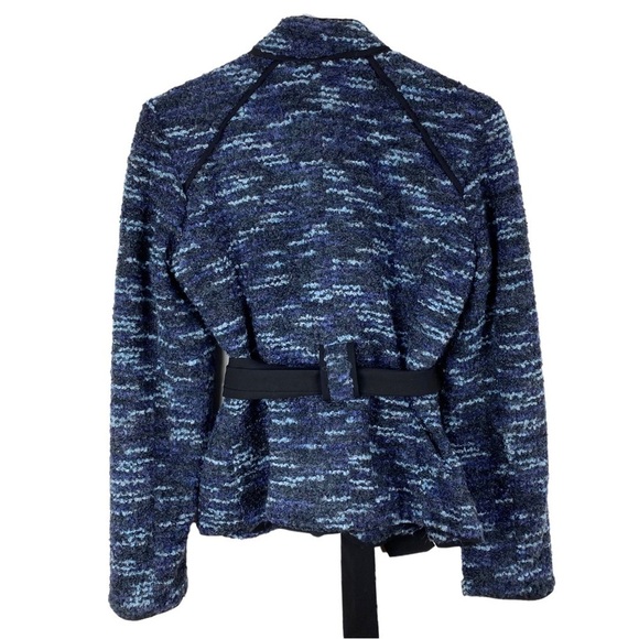 Sandro Blazer Jacket Tweed Textured Wool blend Blue Black Women’s Size S - Picture 4 of 9